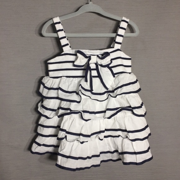 Kate Mack Girls super ruffled nautical tank top - Picture 1 of 6